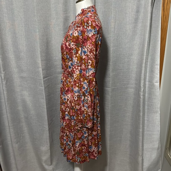 NWT Time & Tru Dress-Sz XS (0-2)-Long Sleeve Floral-Pinks/Blues/Maroon-V Neck - Picture 9 of 15